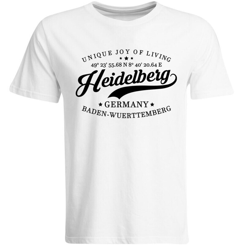 Heidelberg T-Shirt mit GPS Koordinaten (Herren, Rundhals- oder V-Ausschnitt)