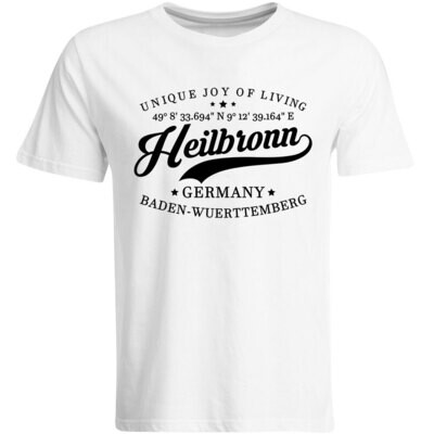 Heilbronn T-Shirt mit GPS Koordinaten (Herren, Rundhals- oder V-Ausschnitt)