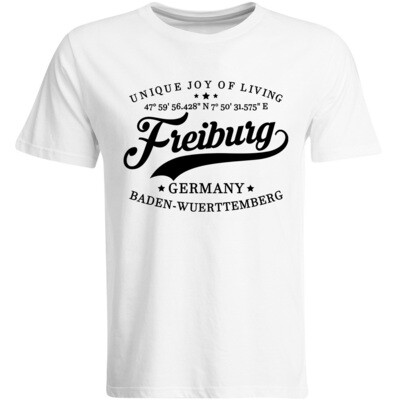 Freiburg T-Shirt mit GPS Koordinaten (Herren, Rundhals- oder V-Ausschnitt)