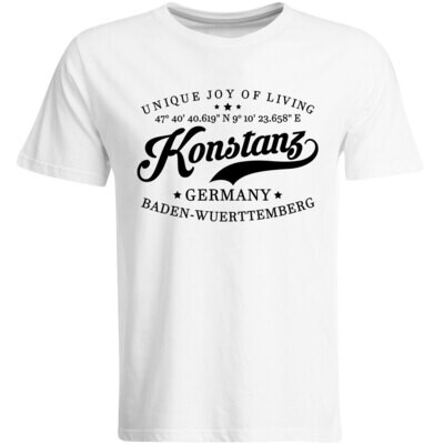 Konstanz T-Shirt mit GPS Koordinaten (Herren, Rundhals- oder V-Ausschnitt)