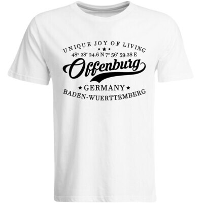 Offenburg T-Shirt mit GPS Koordinaten (Herren, Rundhals- oder V-Ausschnitt)