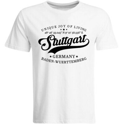 Stuttgart T-Shirt mit GPS Koordinaten (Herren, Rundhals- oder V-Ausschnitt)