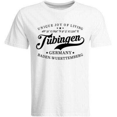 Tübingen T-Shirt mit GPS Koordinaten (Herren, Rundhals- oder V-Ausschnitt)