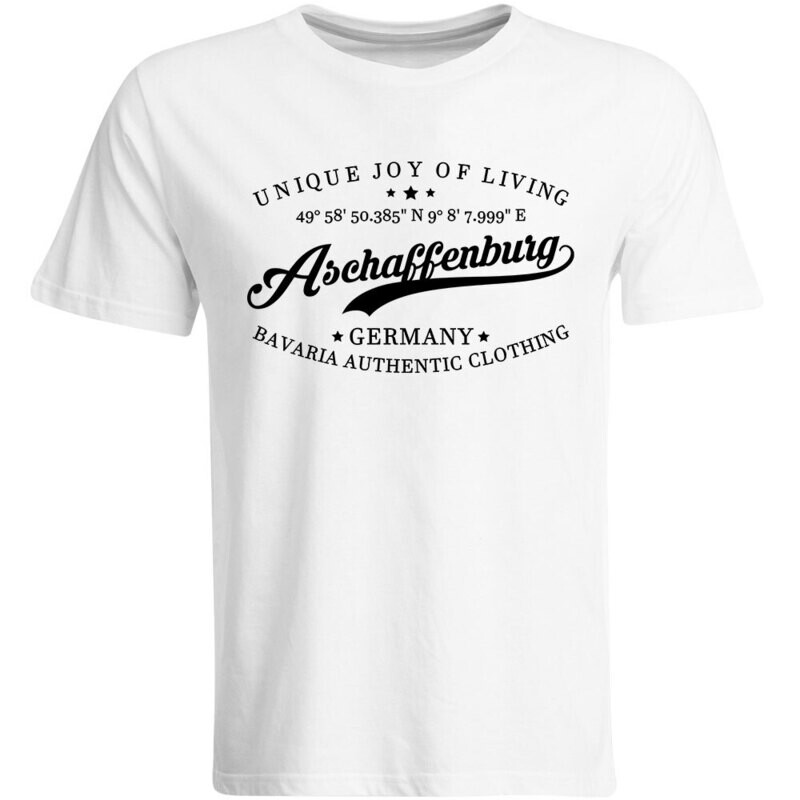 Aschaffenburg T-Shirt mit GPS Koordinaten (Herren, Rundhals- oder V-Ausschnitt)