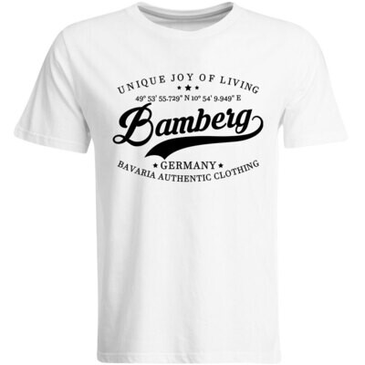 Bamberg T-Shirt mit GPS Koordinaten (Herren, Rundhals- oder V-Ausschnitt)