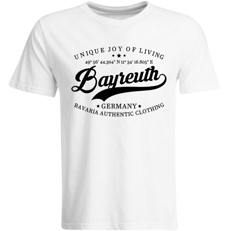 Bayreuth T-Shirt mit GPS Koordinaten (Herren, Rundhals- oder V-Ausschnitt)