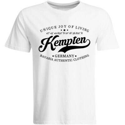 Kempten T-Shirt mit GPS Koordinaten (Herren, Rundhals- oder V-Ausschnitt)