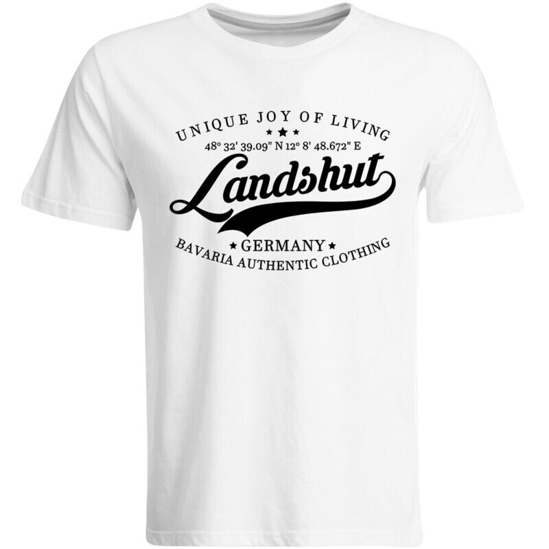 Landshut T-Shirt mit GPS Koordinaten (Herren, Rundhals- oder V-Ausschnitt)