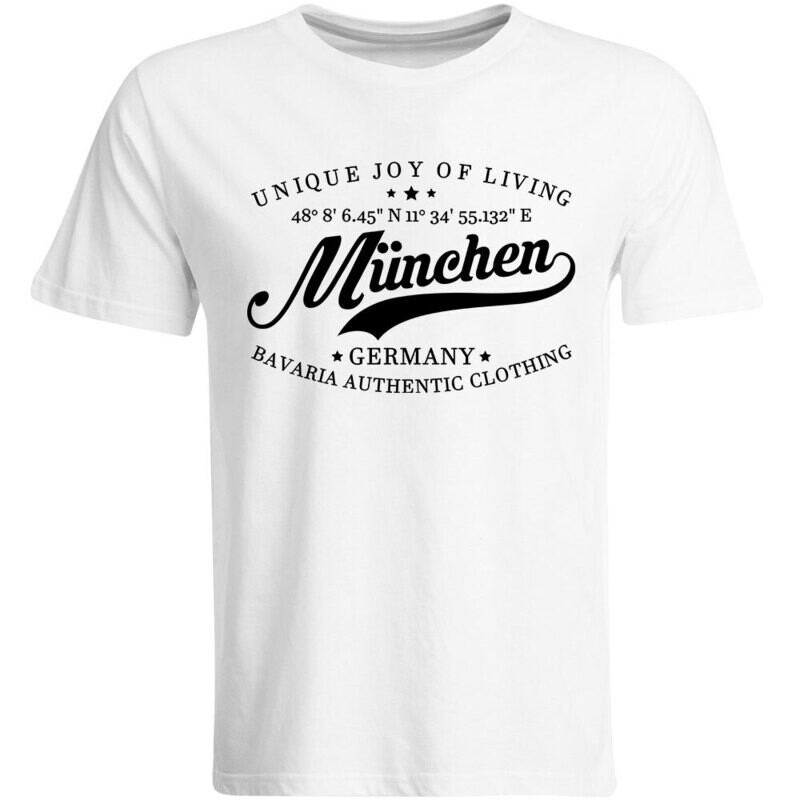München T-Shirt mit GPS Koordinaten (Herren, Rundhals- oder V-Ausschnitt)