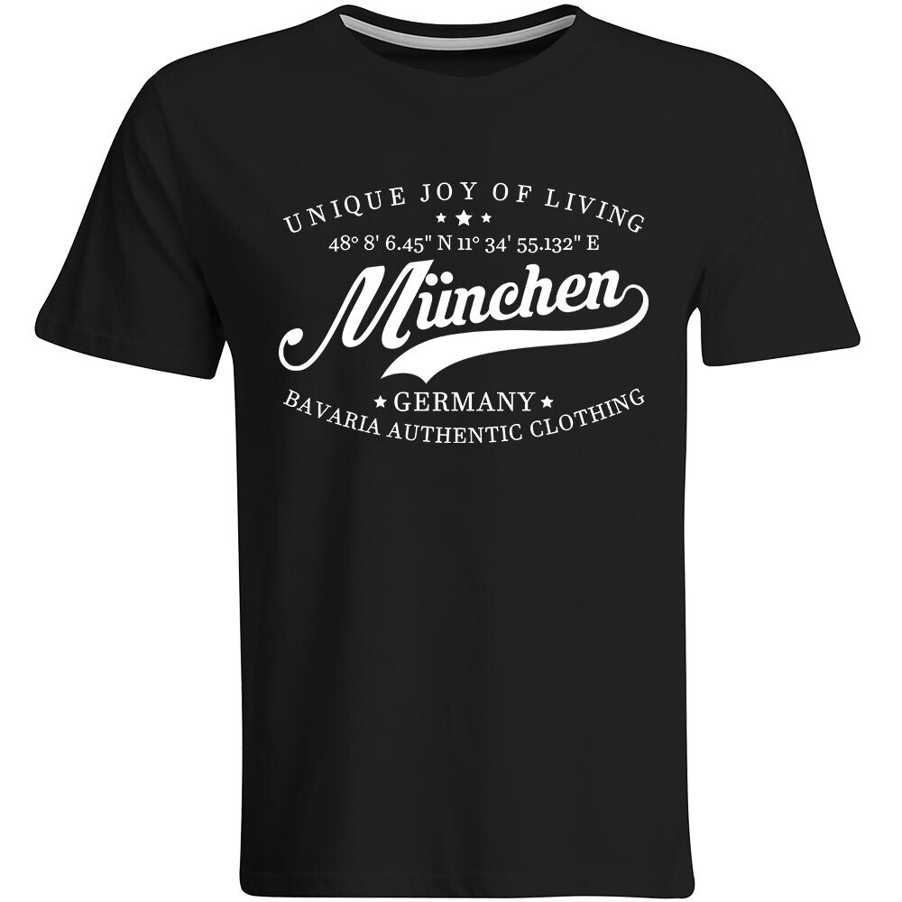 München T-Shirt mit GPS Koordinaten (Herren, Rundhals- oder V-Ausschnitt)