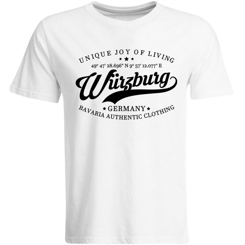 Würzburg T-Shirt mit GPS Koordinaten (Herren, Rundhals- oder V-Ausschnitt)