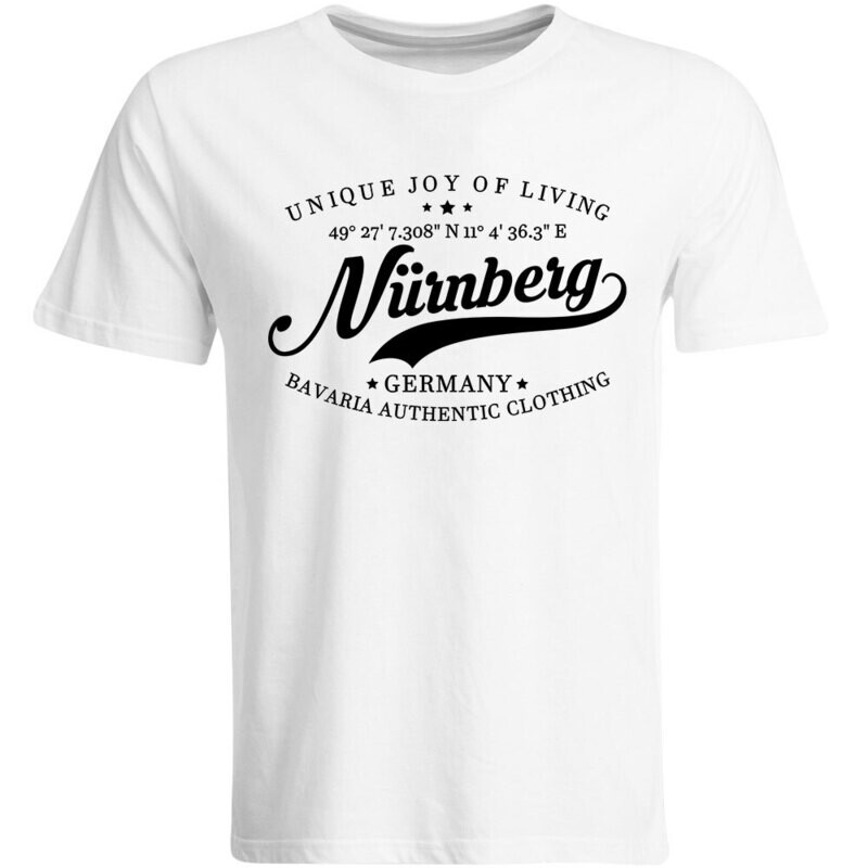 Nürnberg T-Shirt mit GPS Koordinaten (Herren, Rundhals- oder V-Ausschnitt)