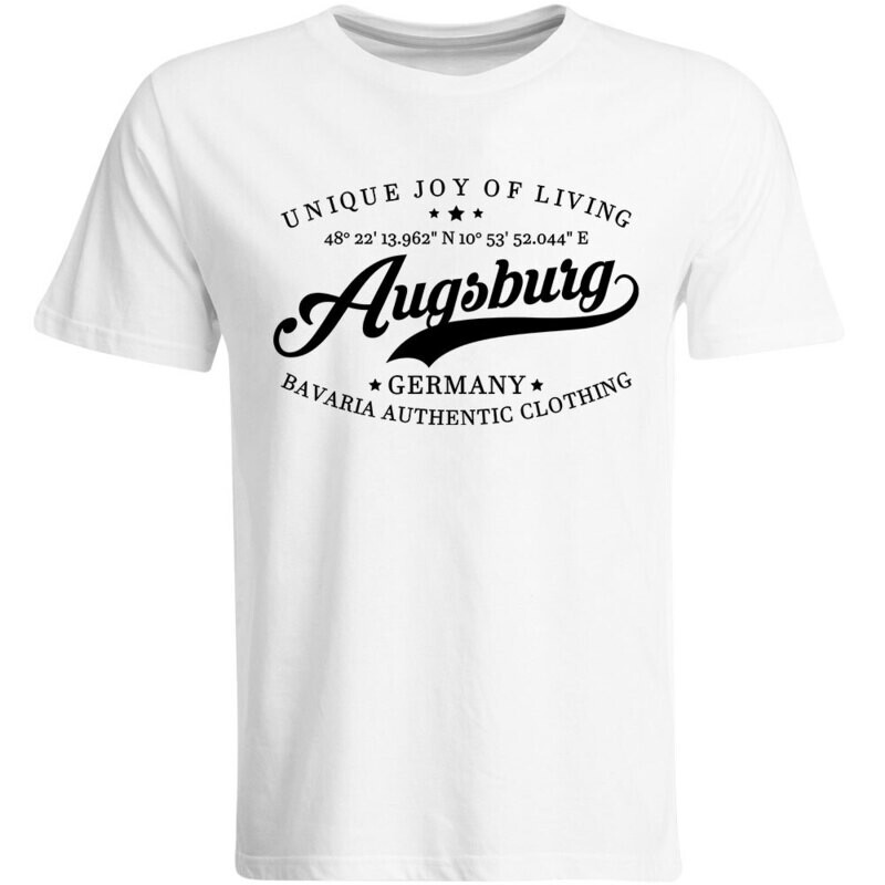 Augsburg T-Shirt mit GPS Koordinaten (Herren, Rundhals- oder V-Ausschnitt)