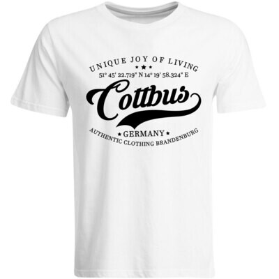 Cottbus T-Shirt mit GPS Koordinaten (Herren, Rundhals- oder V-Ausschnitt)