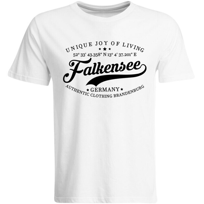 Falkensee T-Shirt mit GPS Koordinaten (Herren, Rundhals- oder V-Ausschnitt)