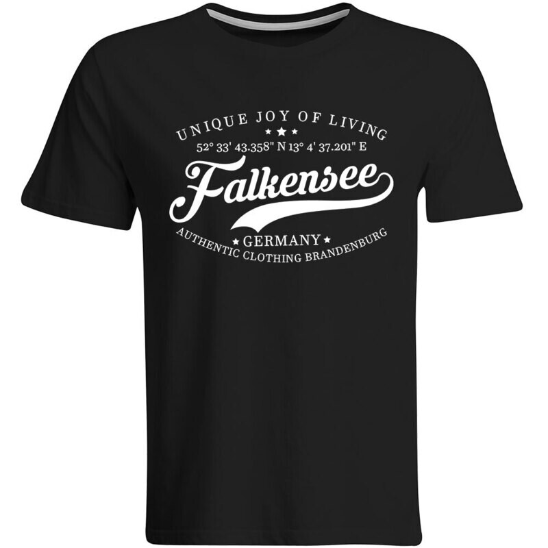 Falkensee T-Shirt mit GPS Koordinaten (Herren, Rundhals- oder V-Ausschnitt)