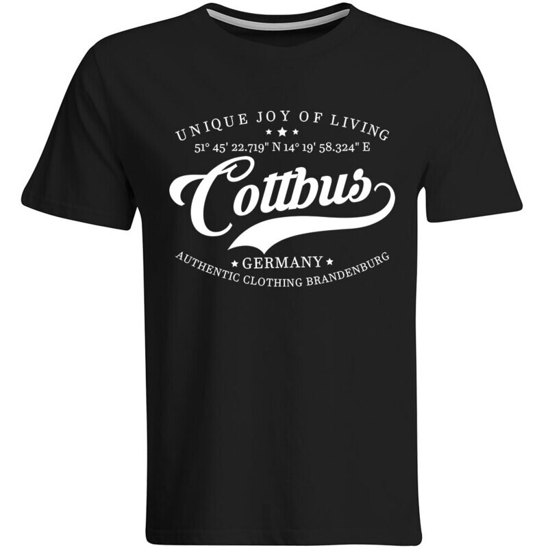 Cottbus T-Shirt mit GPS Koordinaten (Herren, Rundhals- oder V-Ausschnitt)
