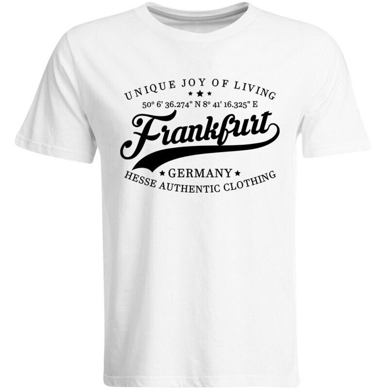 Frankfurt T-Shirt mit GPS Koordinaten (Herren, Rundhals- oder V-Ausschnitt)