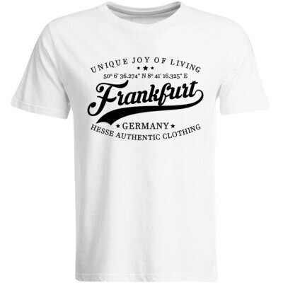 Frankfurt T-Shirt mit GPS Koordinaten (Herren, Rundhals- oder V-Ausschnitt)