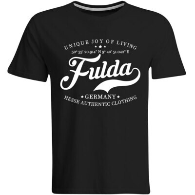 Fulda T-Shirt mit GPS Koordinaten (Herren, Rundhals- oder V-Ausschnitt)