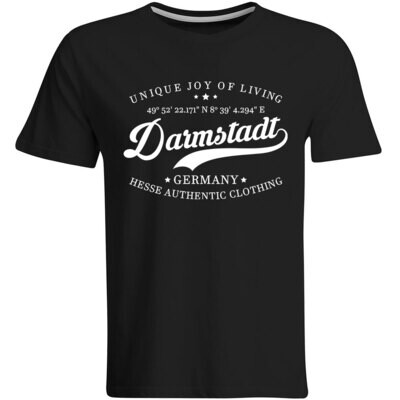 Darmstadt T-Shirt mit GPS Koordinaten (Herren, Rundhals- oder V-Ausschnitt)