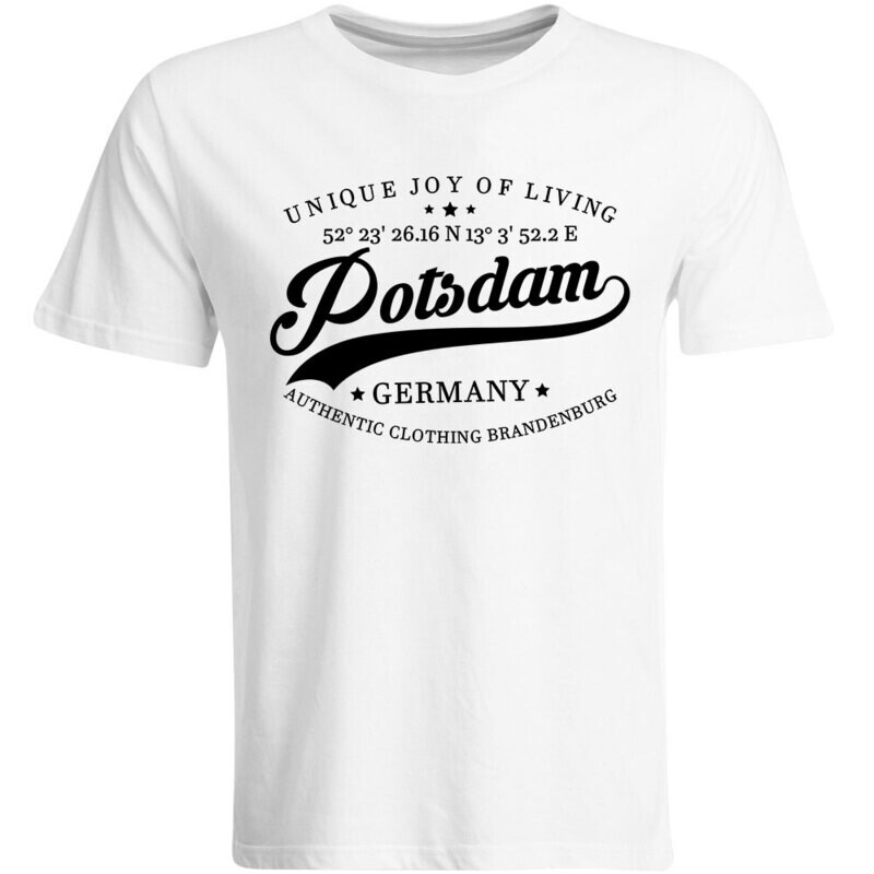 Potsdam T-Shirt mit GPS Koordinaten (Herren, Rundhals- oder V-Ausschnitt)