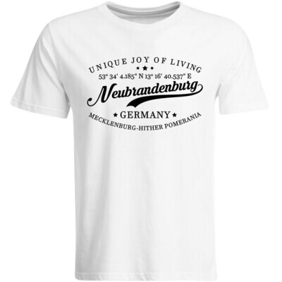 Neubrandenburg T-Shirt mit GPS Koordinaten (Herren, Rundhals- oder V-Ausschnitt)