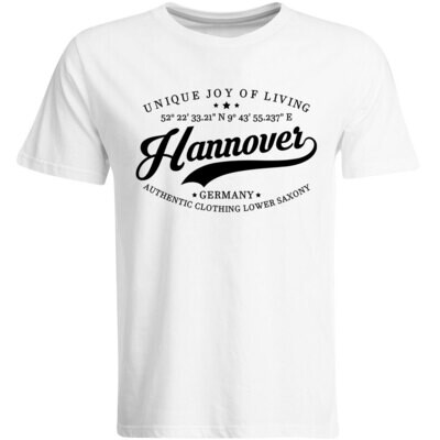 Hannover T-Shirt mit GPS Koordinaten (Herren, Rundhals- oder V-Ausschnitt)