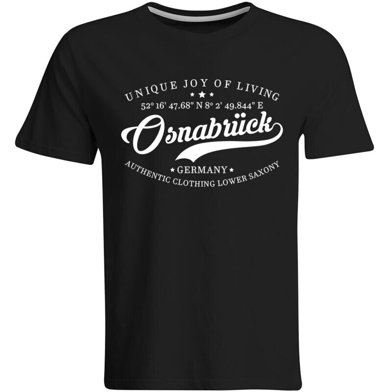 Osnabrück T-Shirt mit GPS Koordinaten (Herren, Rundhals- oder V-Ausschnitt)