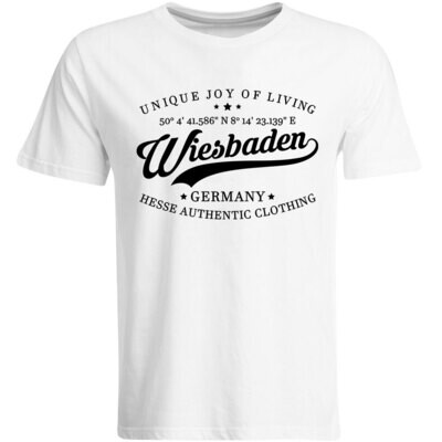 Wiesbaden T-Shirt mit GPS Koordinaten (Herren, Rundhals- oder V-Ausschnitt)