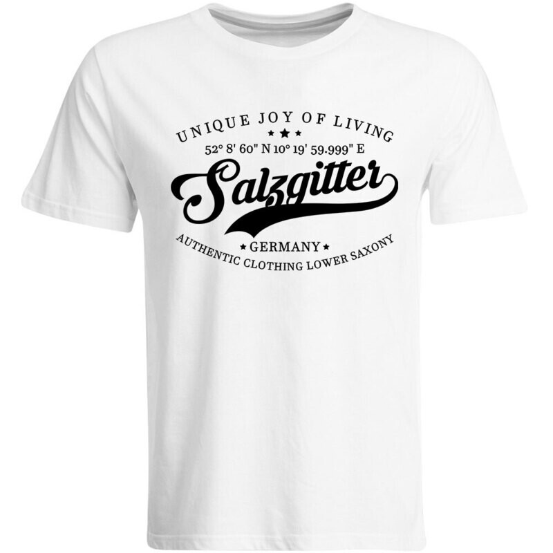 Salzgitter T-Shirt mit GPS Koordinaten (Herren, Rundhals- oder V-Ausschnitt)