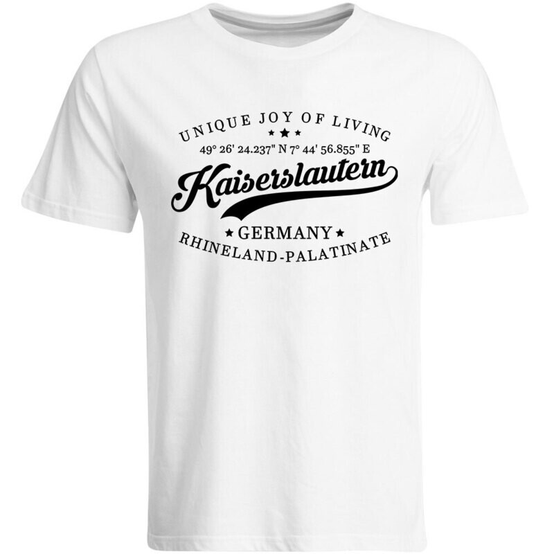 Kaiserslautern T-Shirt mit GPS Koordinaten (Herren, Rundhals- oder V-Ausschnitt)