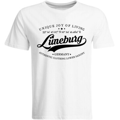 Lüneburg T-Shirt mit GPS Koordinaten (Herren, Rundhals- oder V-Ausschnitt)