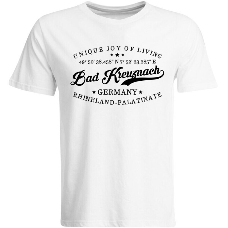 Bad Kreuznach T-Shirt mit GPS Koordinaten (Herren, Rundhals- oder V-Ausschnitt)