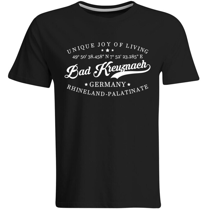 Bad Kreuznach T-Shirt mit GPS Koordinaten (Herren, Rundhals- oder V-Ausschnitt)