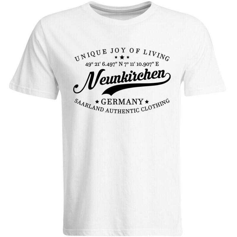 Neunkirchen T-Shirt mit GPS Koordinaten (Herren, Rundhals- oder V-Ausschnitt)