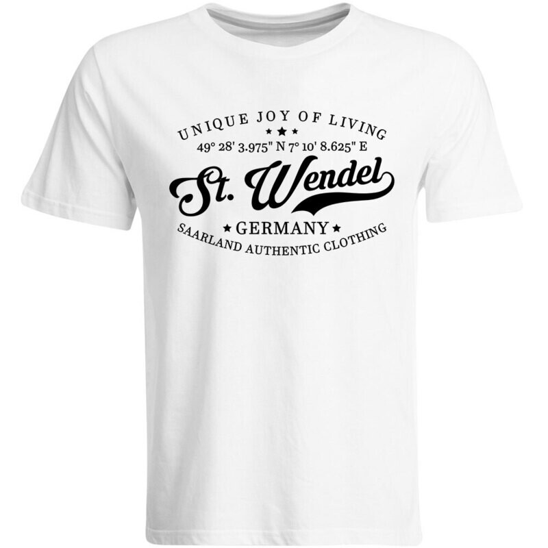 St. Wendel T-Shirt mit GPS Koordinaten (Herren, Rundhals- oder V-Ausschnitt)