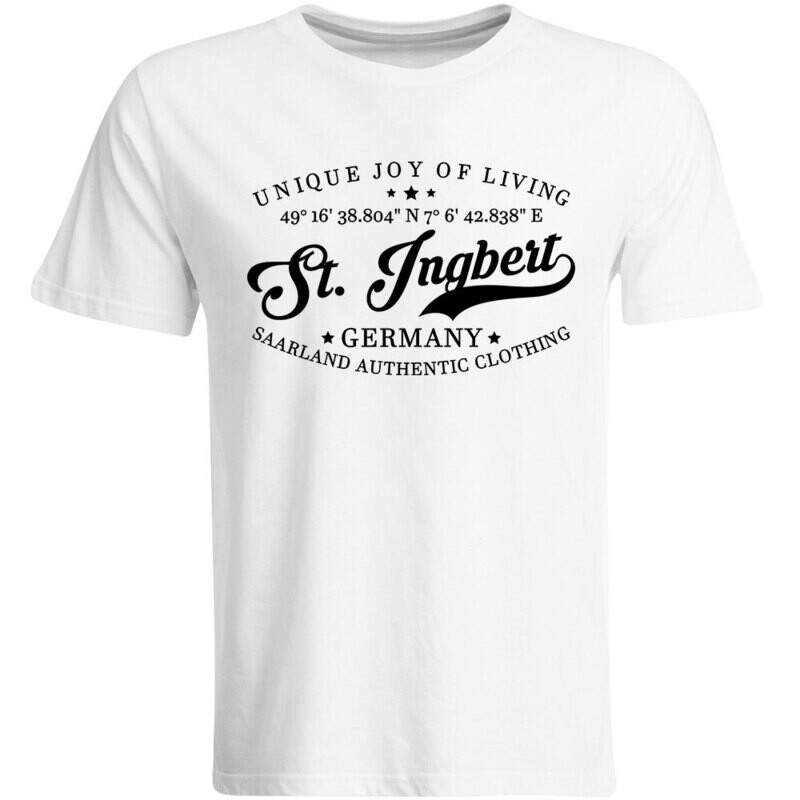 St. Ingbert T-Shirt mit GPS Koordinaten (Herren, Rundhals- oder V-Ausschnitt)