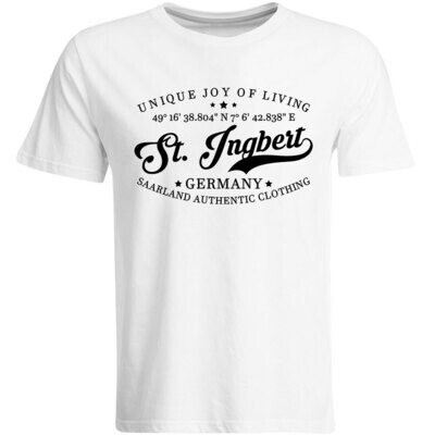 St. Ingbert T-Shirt mit GPS Koordinaten (Herren, Rundhals- oder V-Ausschnitt)