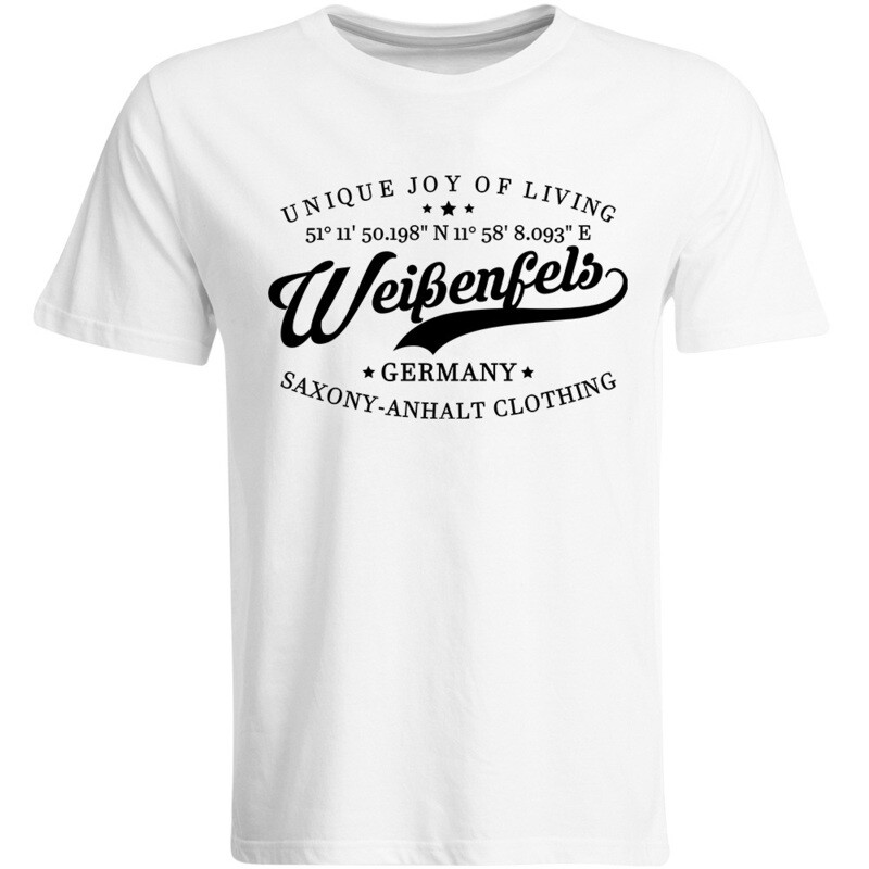 Weißenfels T-Shirt mit GPS Koordinaten (Herren, Rundhals- oder V-Ausschnitt)