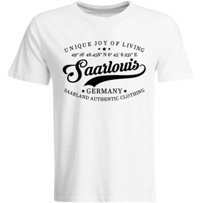 Saarlouis T-Shirt mit GPS Koordinaten (Herren, Rundhals- oder V-Ausschnitt)