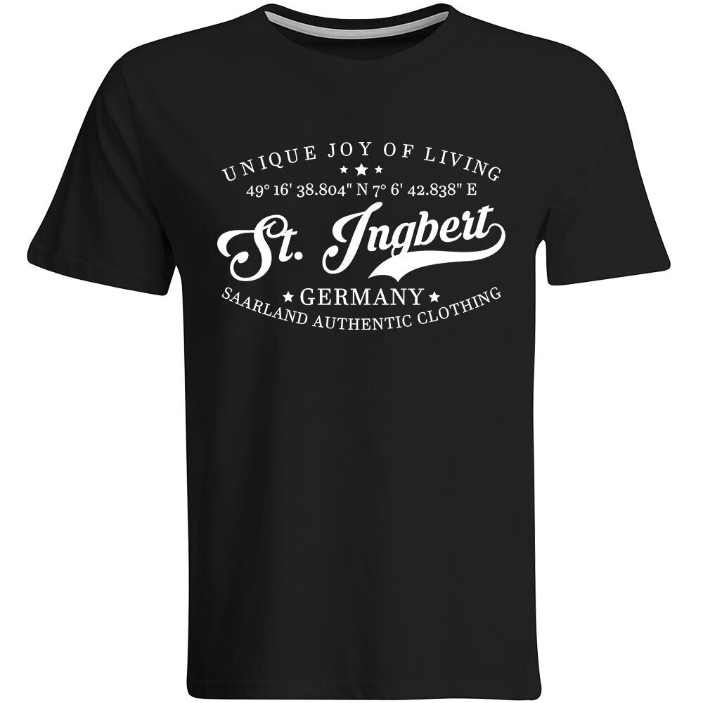 St. Ingbert T-Shirt mit GPS Koordinaten (Herren, Rundhals- oder V-Ausschnitt)