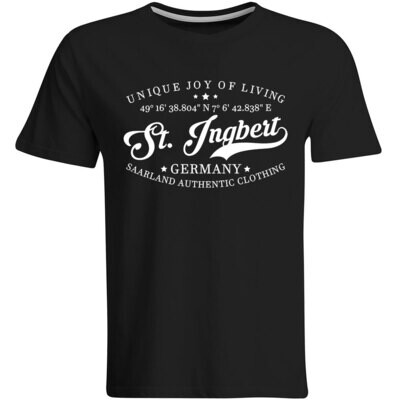 St. Ingbert T-Shirt mit GPS Koordinaten (Herren, Rundhals- oder V-Ausschnitt)