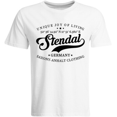 Stendal T-Shirt mit GPS Koordinaten (Herren, Rundhals- oder V-Ausschnitt)