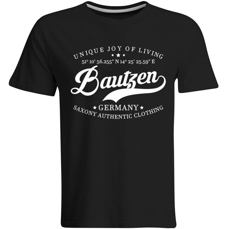 Bautzen T-Shirt mit GPS Koordinaten (Herren, Rundhals- oder V-Ausschnitt)