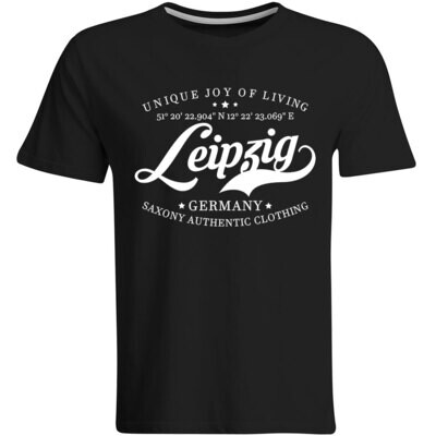 Leipzig T-Shirt mit GPS Koordinaten (Herren, Rundhals- oder V-Ausschnitt)