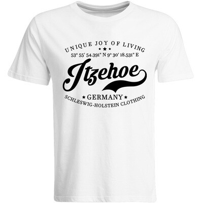 Itzehoe T-Shirt mit GPS Koordinaten (Herren, Rundhals- oder V-Ausschnitt)