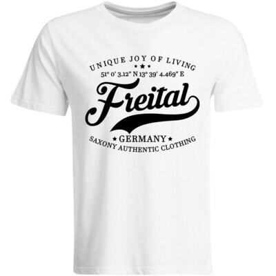 Freital T-Shirt mit GPS Koordinaten (Herren, Rundhals- oder V-Ausschnitt)