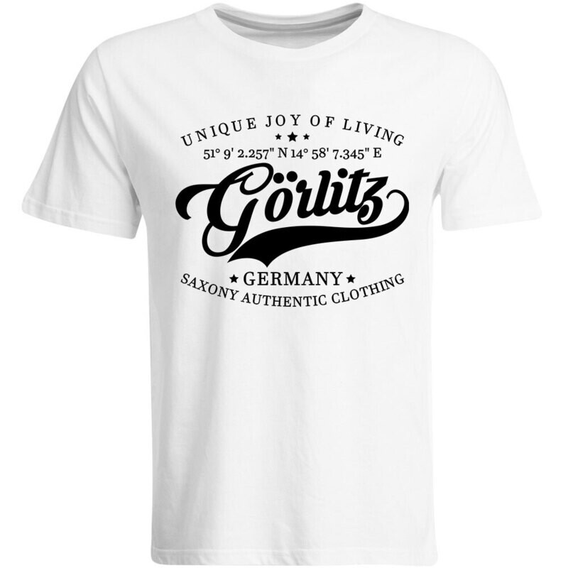 Görlitz T-Shirt mit GPS Koordinaten (Herren, Rundhals- oder V-Ausschnitt)