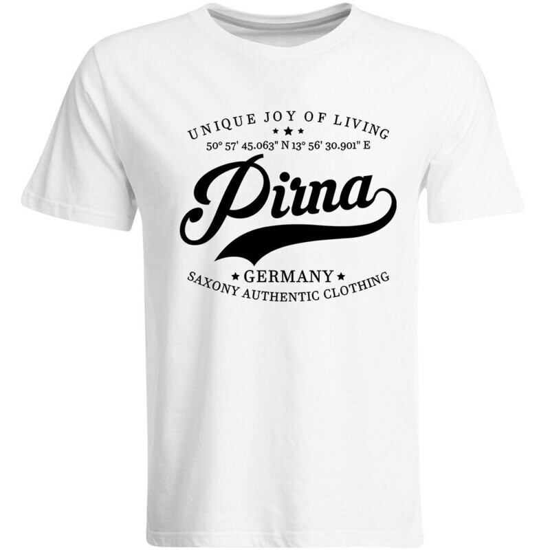 Pirna T-Shirt mit GPS Koordinaten (Herren, Rundhals- oder V-Ausschnitt)